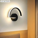 GobekUsa Black Metal LED Wall Sconce with Minimalist Half-Circle Design - Warm/White Light, Open Concept