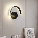 GobekUsa Black Metal LED Wall Sconce with Minimalist Half-Circle Design - Warm/White Light, Open Concept