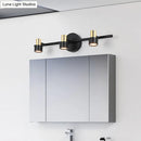 GobekUsa Minimalist Black Cylinder Wall Light: 3-Head Metallic Vanity Lamp in Warm, White, and Natural Light