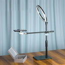 GobekUsa Minimalist Round Iron Vanity Lighting: Black Finish LED Fill Light with Mobile Phone Holder