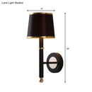 GobekUsa Minimalist Metallic Wall Sconce Light, 1-Light, Black/Flaxen, for Bedroom - 16"/18.5" Cone Wall Mount Lighting