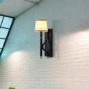 GobekUsa Minimalist Metallic Wall Sconce Light, 1-Light, Black/Flaxen, for Bedroom - 16"/18.5" Cone Wall Mount Lighting