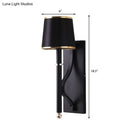 GobekUsa Minimalist Metallic Wall Sconce Light, 1-Light, Black/Flaxen, for Bedroom - 16"/18.5" Cone Wall Mount Lighting