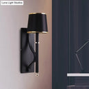 GobekUsa Minimalist Metallic Wall Sconce Light, 1-Light, Black/Flaxen, for Bedroom - 16"/18.5" Cone Wall Mount Lighting