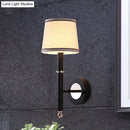 GobekUsa Minimalist Metallic Wall Sconce Light, 1-Light, Black/Flaxen, for Bedroom - 16"/18.5" Cone Wall Mount Lighting