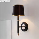 GobekUsa Minimalist Metallic Wall Sconce Light, 1-Light, Black/Flaxen, for Bedroom - 16"/18.5" Cone Wall Mount Lighting
