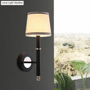 GobekUsa Minimalist Metallic Wall Sconce Light, 1-Light, Black/Flaxen, for Bedroom - 16"/18.5" Cone Wall Mount Lighting