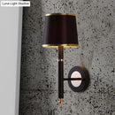 GobekUsa Minimalist Metallic Wall Sconce Light, 1-Light, Black/Flaxen, for Bedroom - 16"/18.5" Cone Wall Mount Lighting