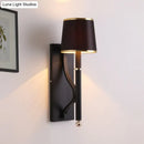 GobekUsa Minimalist Metallic Wall Sconce Light, 1-Light, Black/Flaxen, for Bedroom - 16"/18.5" Cone Wall Mount Lighting