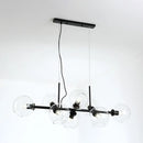 GobekUsa Minimalist Clear/Smoke Grey Glass Globe Island Chandelier - 8 Lights Black/Gold Dining Room Lighting