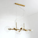 GobekUsa Minimalist Clear/Smoke Grey Glass Globe Island Chandelier - 8 Lights Black/Gold Dining Room Lighting