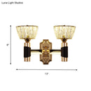 GobekUsa Minimalist Black & Gold Crystal Block Wall Sconce – Half-Light Bowl Lamp