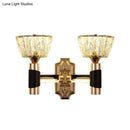 GobekUsa Minimalist Black & Gold Crystal Block Wall Sconce – Half-Light Bowl Lamp
