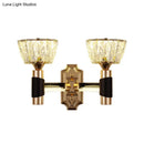 GobekUsa Minimalist Black & Gold Crystal Block Wall Sconce – Half-Light Bowl Lamp