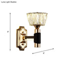 GobekUsa Minimalist Black & Gold Crystal Block Wall Sconce – Half-Light Bowl Lamp