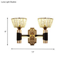 GobekUsa Minimalist Black & Gold Crystal Block Wall Sconce – Half-Light Bowl Lamp