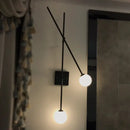 GobekUsa Minimalist Opal Glass Bubble Wall Sconce with Metal Arm - 2 Bulb Light Fixture in Black/Gold