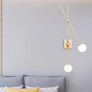GobekUsa Minimalist Opal Glass Bubble Wall Sconce with Metal Arm - 2 Bulb Light Fixture in Black/Gold