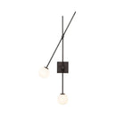 GobekUsa Minimalist Opal Glass Bubble Wall Sconce with Metal Arm - 2 Bulb Light Fixture in Black/Gold