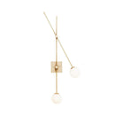 GobekUsa Minimalist Opal Glass Bubble Wall Sconce with Metal Arm - 2 Bulb Light Fixture in Black/Gold