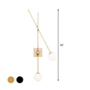 GobekUsa Minimalist Opal Glass Bubble Wall Sconce with Metal Arm - 2 Bulb Light Fixture in Black/Gold