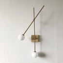 GobekUsa Minimalist Opal Glass Bubble Wall Sconce with Metal Arm - 2 Bulb Light Fixture in Black/Gold