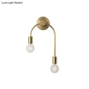 GobekUsa Sleek Iron Wall Mounted Lamp - Minimalist 2-Light Black/Gold Sconce with Bare Bulb Design
