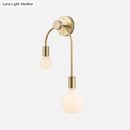 GobekUsa Sleek Iron Wall Mounted Lamp - Minimalist 2-Light Black/Gold Sconce with Bare Bulb Design