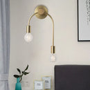 GobekUsa Sleek Iron Wall Mounted Lamp - Minimalist 2-Light Black/Gold Sconce with Bare Bulb Design