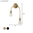 GobekUsa Sleek Iron Wall Mounted Lamp - Minimalist 2-Light Black/Gold Sconce with Bare Bulb Design