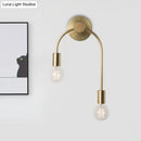 GobekUsa Sleek Iron Wall Mounted Lamp - Minimalist 2-Light Black/Gold Sconce with Bare Bulb Design