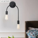 GobekUsa Sleek Iron Wall Mounted Lamp - Minimalist 2-Light Black/Gold Sconce with Bare Bulb Design