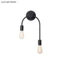GobekUsa Sleek Iron Wall Mounted Lamp - Minimalist 2-Light Black/Gold Sconce with Bare Bulb Design
