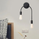GobekUsa Sleek Iron Wall Mounted Lamp - Minimalist 2-Light Black/Gold Sconce with Bare Bulb Design