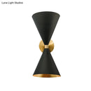 GobekUsa Minimalist Dual Cone Metal Wall Light with 2 bulbs - Black
