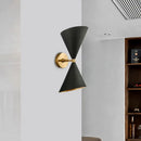 GobekUsa Minimalist Dual Cone Metal Wall Light with 2 bulbs - Black