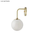 GobekUsa Minimalist Golden/Black Wall Sconce Light with Milky Glass Ball Shade - 1-Bulb Bedside Lamp