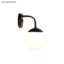 GobekUsa Minimalist Golden/Black Wall Sconce Light with Milky Glass Ball Shade - 1-Bulb Bedside Lamp