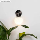 GobekUsa Minimalist Golden/Black Wall Sconce Light with Milky Glass Ball Shade - 1-Bulb Bedside Lamp
