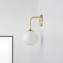 GobekUsa Minimalist Golden/Black Wall Sconce Light with Milky Glass Ball Shade - 1-Bulb Bedside Lamp