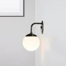 GobekUsa Minimalist Golden/Black Wall Sconce Light with Milky Glass Ball Shade - 1-Bulb Bedside Lamp