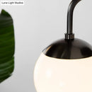 GobekUsa Minimalist Golden/Black Wall Sconce Light with Milky Glass Ball Shade - 1-Bulb Bedside Lamp