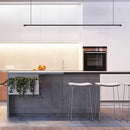 GobekUsa Sleek LED Pendant Lamp for Kitchen Bar Island - Minimalist Thin Rod Design, Metal Construction, Black Finish