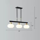 GobekUsa Minimalist Black Linear Hanging Lamp with Oval Opal Glass Shade - Perfect for Dining Room Island Lighting