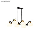 GobekUsa Minimalist Black Linear Hanging Lamp with Oval Opal Glass Shade - Perfect for Dining Room Island Lighting