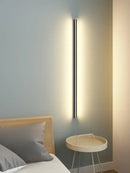 GobekUsa Bedroom Wall Lamp: Nordic Strip Light, Minimalist Design, Black Background, Decorative Luminaires