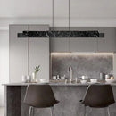 GobekUsa Minimalist LED Suspension Lighting Fixture: Rectangular Island Light with Marble Accent, Ideal for Dining Areas