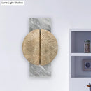 GobekUsa Minimalist Metallic Circle Wall Lamp with LED Sconce - Black/White - Rectangle Marble Backplate - Warm/White Light