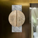GobekUsa Minimalist Metallic Circle Wall Lamp with LED Sconce - Black/White - Rectangle Marble Backplate - Warm/White Light