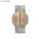 GobekUsa Minimalist Metallic Circle Wall Lamp with LED Sconce - Black/White - Rectangle Marble Backplate - Warm/White Light